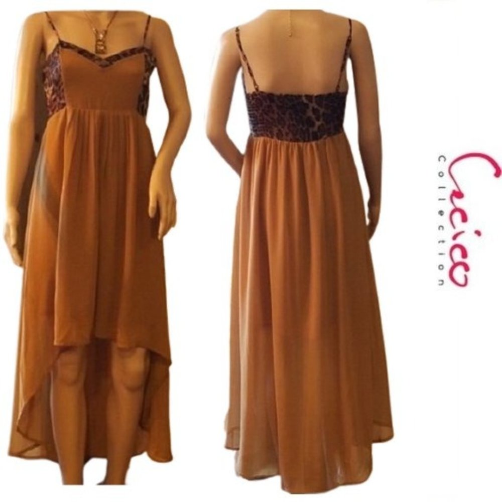 Cecico Gold and Animal Print Dress Sz M